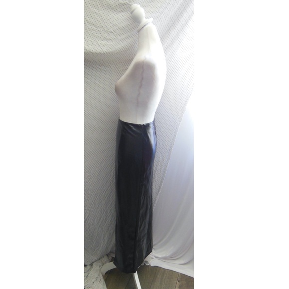 NEW TOPSHOP Black VINYL Double Slit FAUX LEATHER Rocker Chic MAXI SKIRT US 8 - Picture 5 of 16